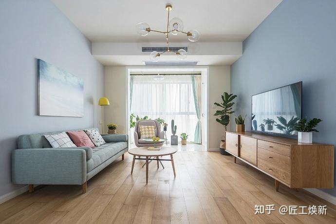 90㎡清爽北歐風，淺藍空間，最喜歡半開放式廚房設計